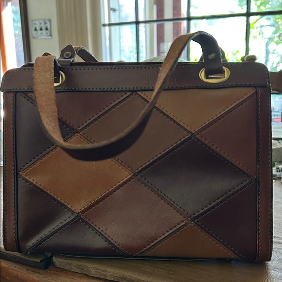 Leather vintage clutch handbag patchwork - Picture 10 of 10